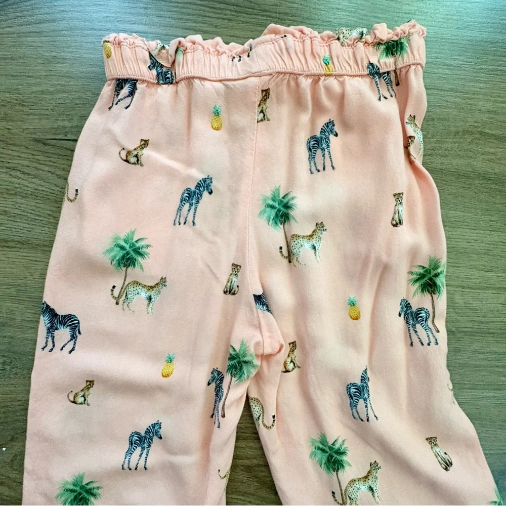 H&M Girls Pink Safari Pajama Set Size 5/6 Animal Print K. Kijan